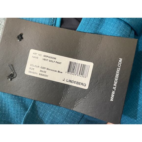 J. Lindeberg Vent Golf Pants Moroccan Blue Size 30x32 NWT Lightweight Quick Dry - Picture 2 of 12